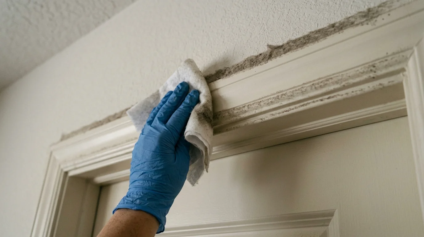 Settled dust wipe sample taken from a door frame in a Newark home
