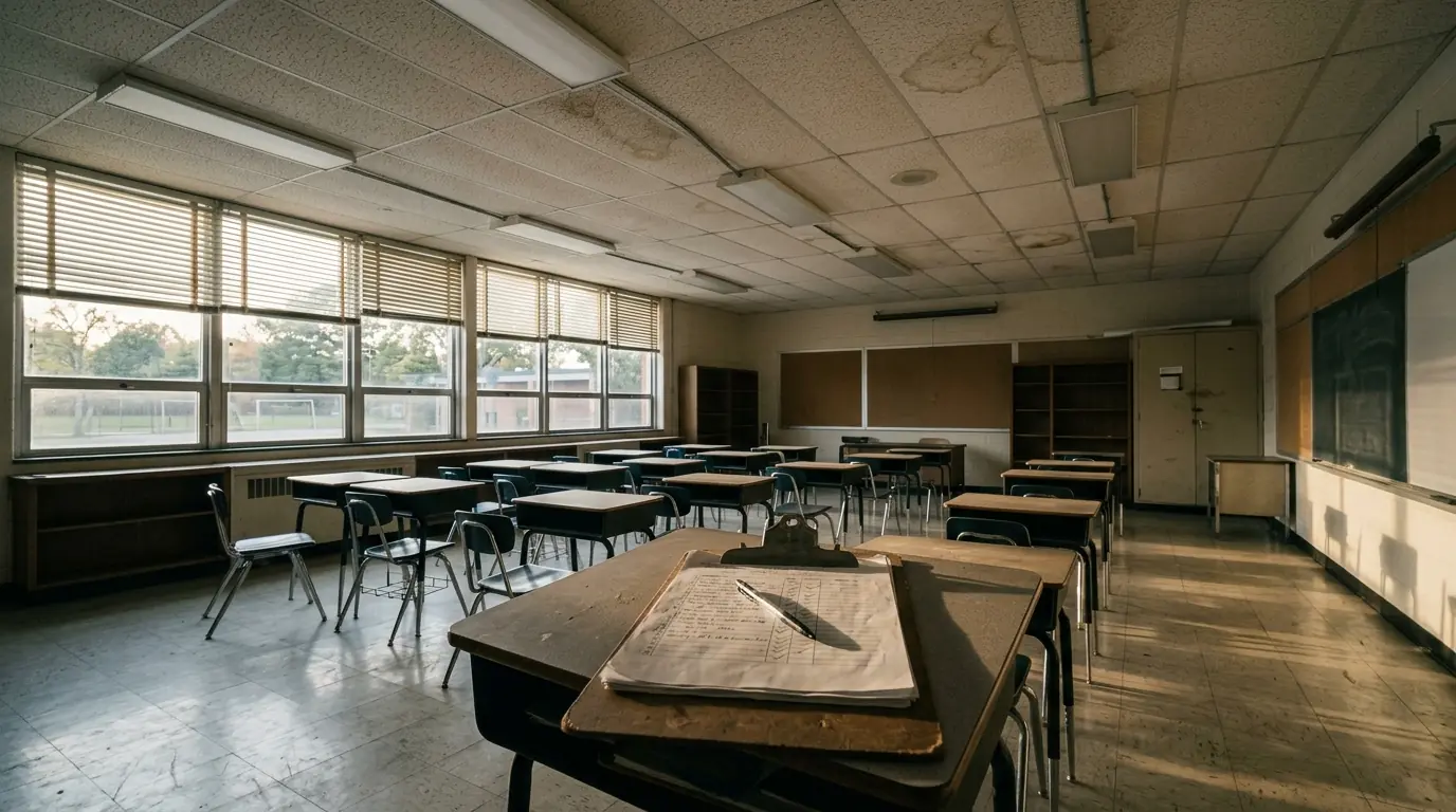 After-hours classroom inspection at a school near Newark, NJ