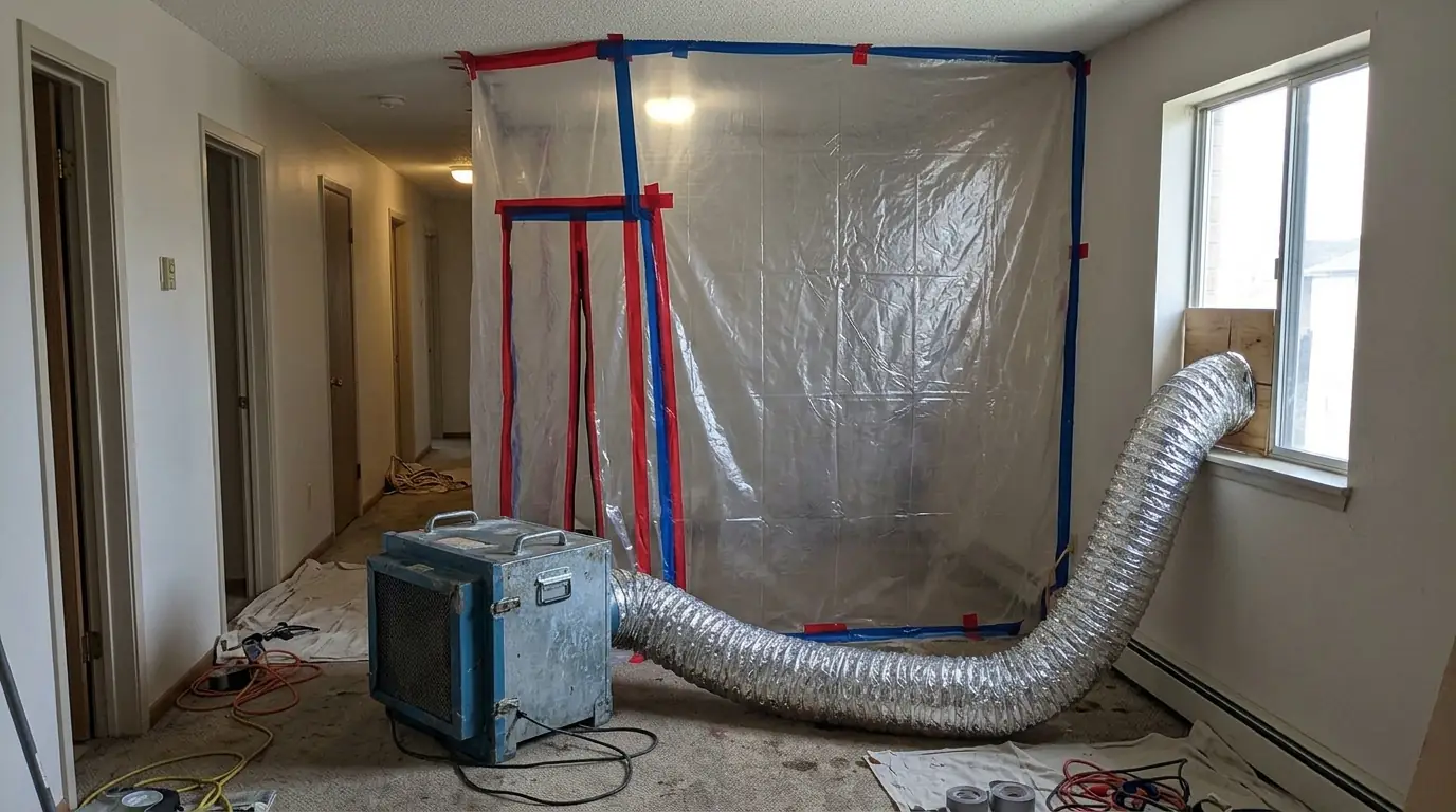 Containment setup specified in a mold remediation protocol
