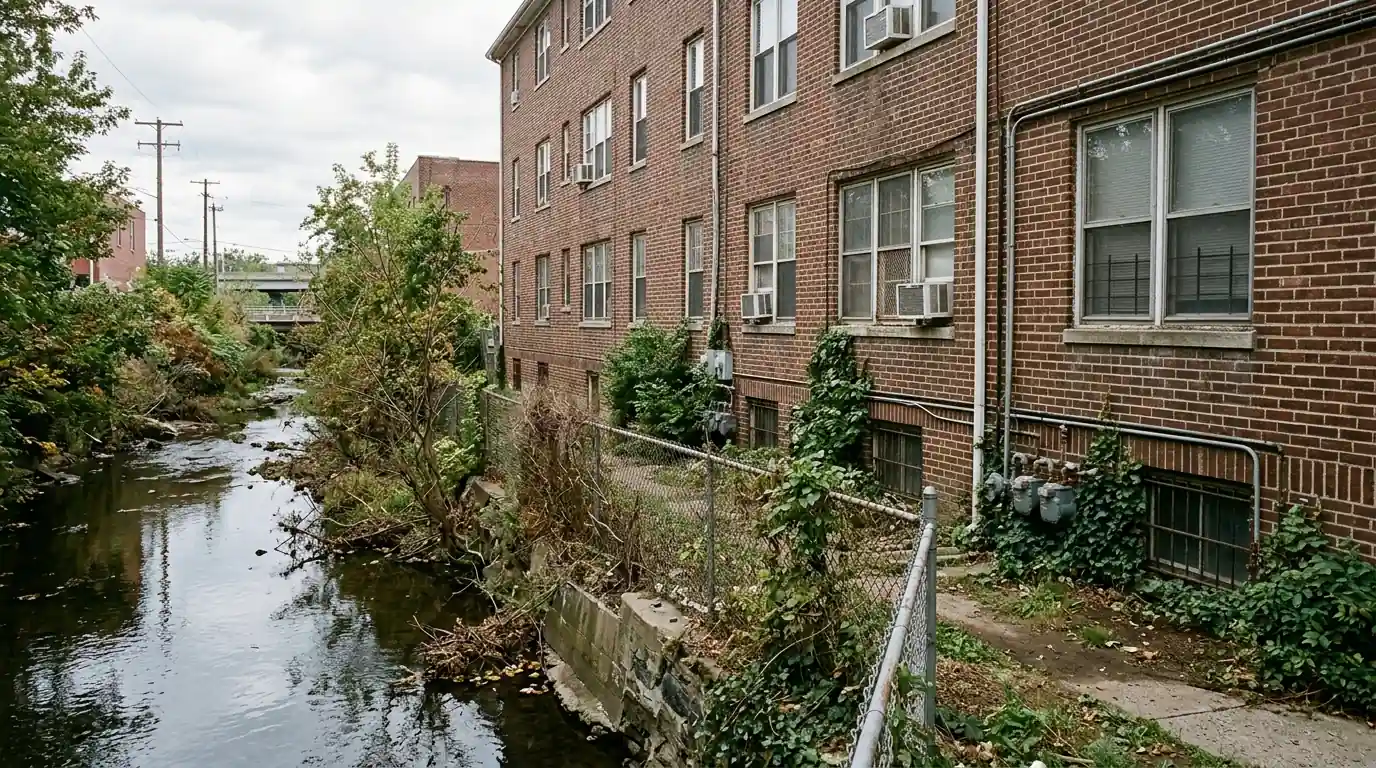 Garden-level apartments near the river in Elizabeth, NJ