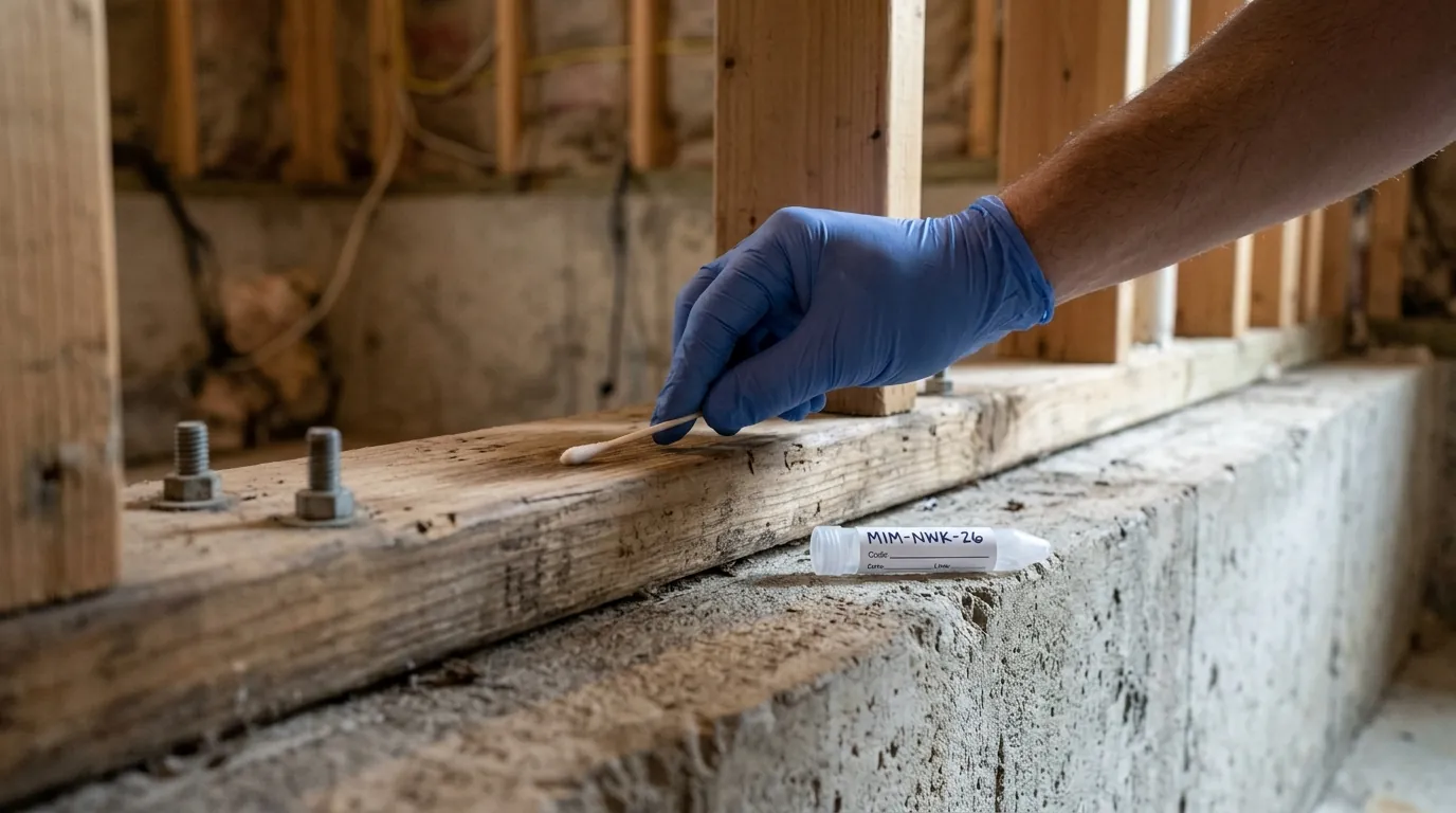 Surface clearance swab taken from cleaned framing in Newark