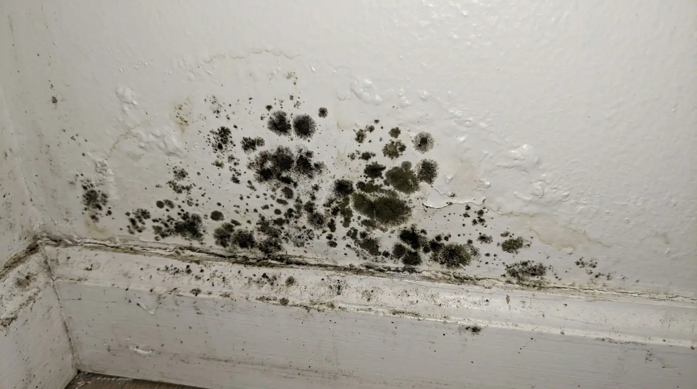 Dark mold growth on drywall that may or may not be Stachybotrys