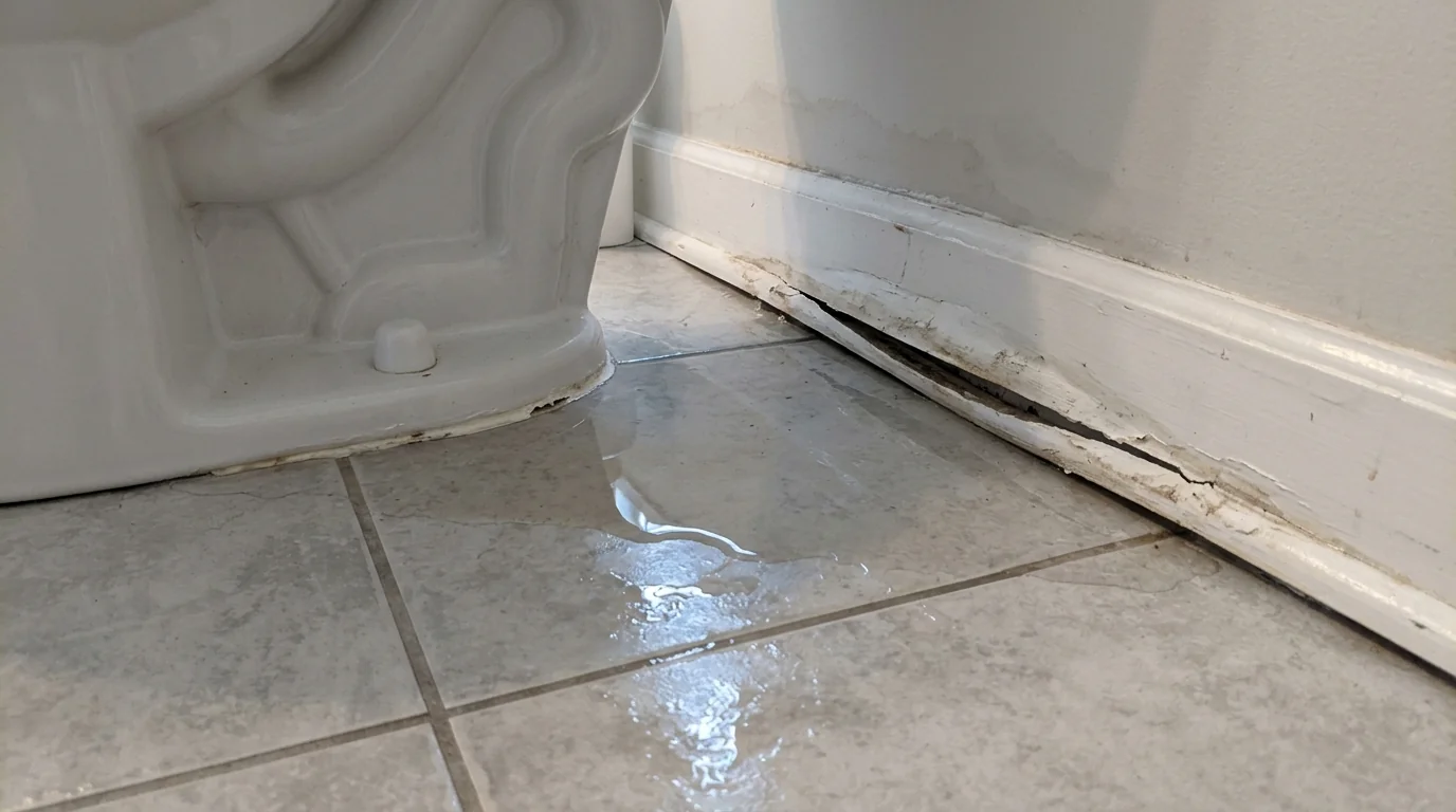 Toilet overflow cleanup in a first floor bathroom in Newark