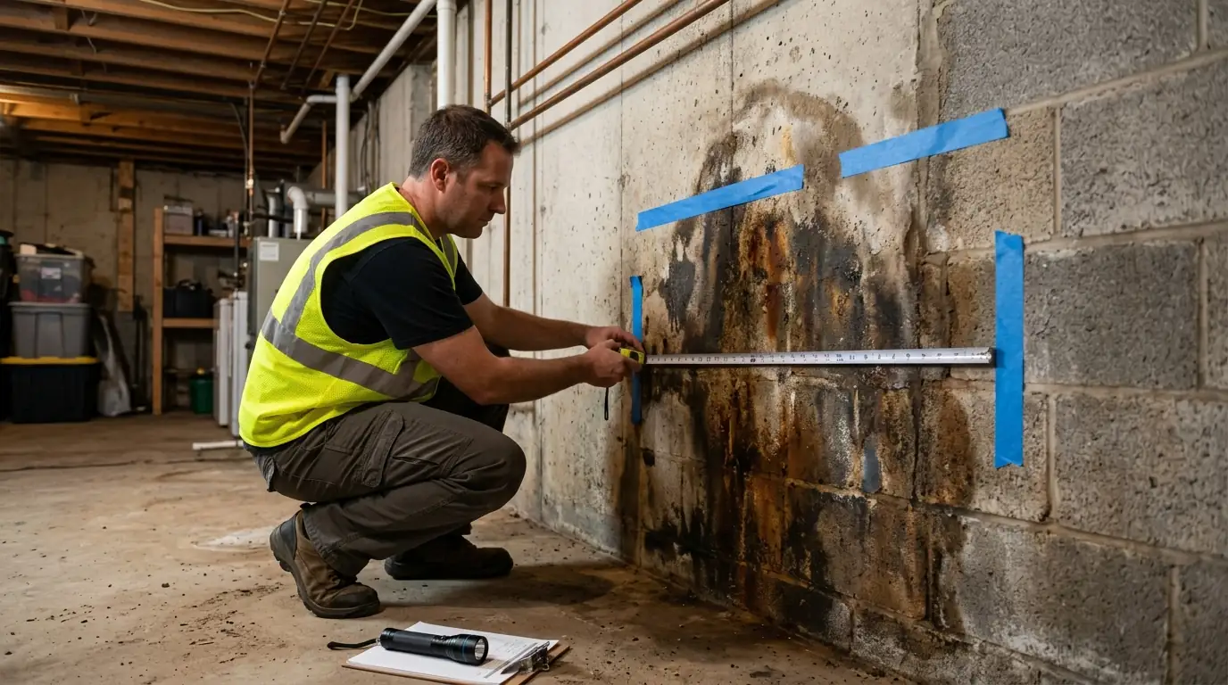 Affected wall area measured for a remediation scope in Newark