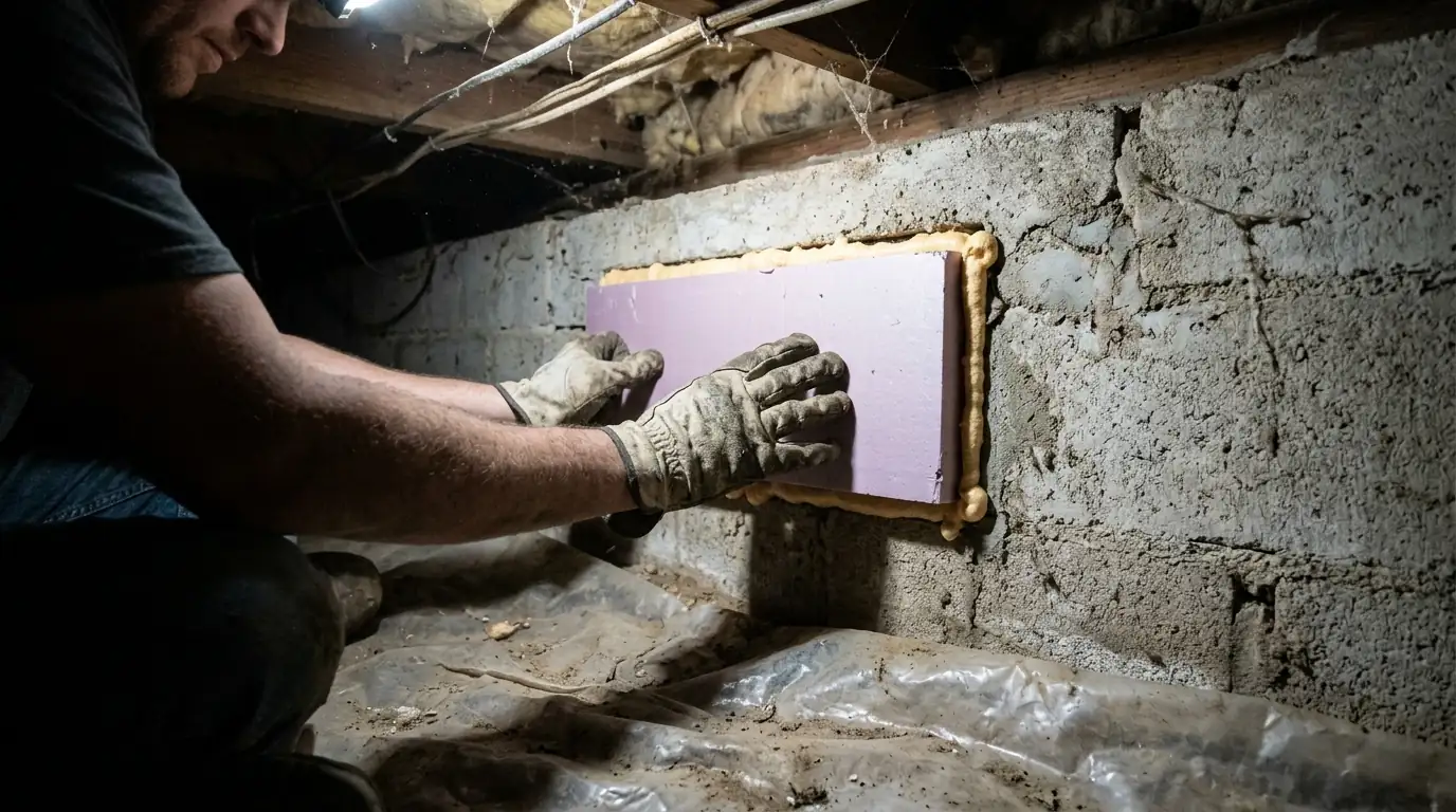 Crawl space foundation vent sealed from the inside